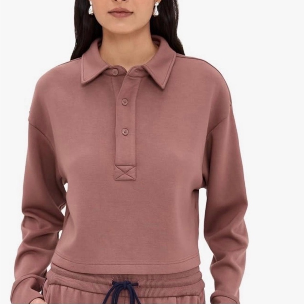 LE BOP Women's Hayley Dusty Rose Polo Sweatshirt Cropped